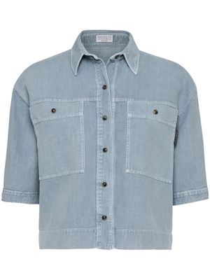 Brunello Cucinelli cotton-linen blend shirt - Blue