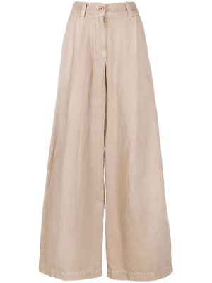 Brunello Cucinelli cotton-linen wide-leg trousers - Brown