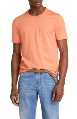 Brunello Cucinelli Cotton Pocket T-Shirt in C9672 Salmon