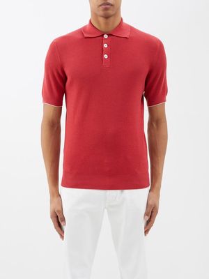 Brunello Cucinelli - Cotton Polo Shirt - Mens - Red