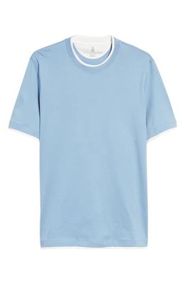Brunello Cucinelli Cotton T-Shirt in Light Blue
