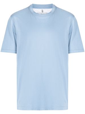 Brunello Cucinelli crew neck cotton-linen/flax T-shirt - Blue