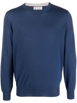 Brunello Cucinelli crew-neck fine-knit jumper - Blue