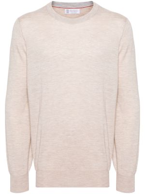 Brunello Cucinelli crew-neck mélange-effect jumper - Neutrals