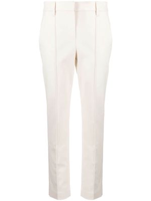Brunello Cucinelli cropped cotton-blend tailored trousers - Neutrals