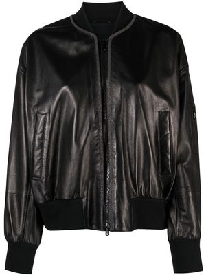 Brunello Cucinelli cropped leather bomber jacket - Black