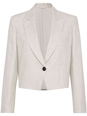 Brunello Cucinelli cropped linen blazer - Neutrals