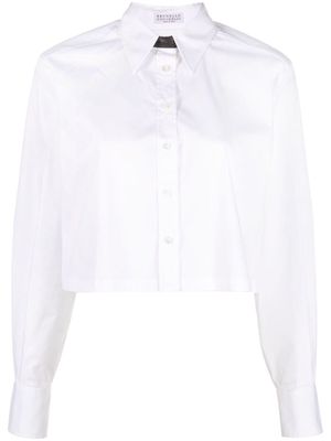 Brunello Cucinelli cropped long-sleeve shirt - White