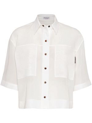 Brunello Cucinelli cropped short-sleeve shirt - White