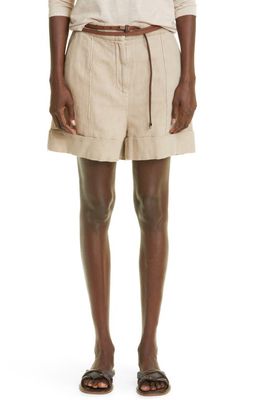 Brunello Cucinelli Cuff Cotton & Linen Bermuda Shorts in C9320 Beige