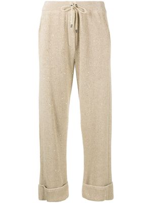 Brunello Cucinelli Dazzling rib-knit trousers - Neutrals