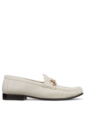 Brunello Cucinelli decorative-buckle leather shoes - White