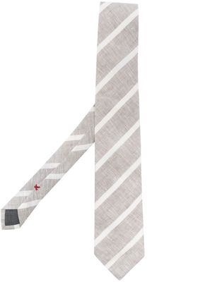 Brunello Cucinelli diagonal-stripe linen tie - Neutrals