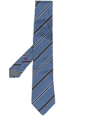 Brunello Cucinelli diagonal stripes silk tie - Blue