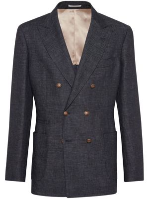 Brunello Cucinelli double-breasted linen blazer - Black