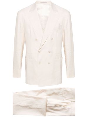Brunello Cucinelli double-breasted linen blend suit - Neutrals
