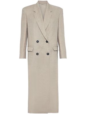 Brunello Cucinelli double-breasted linen coat - Neutrals