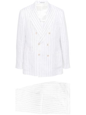 Brunello Cucinelli double-breasted linen suit - White