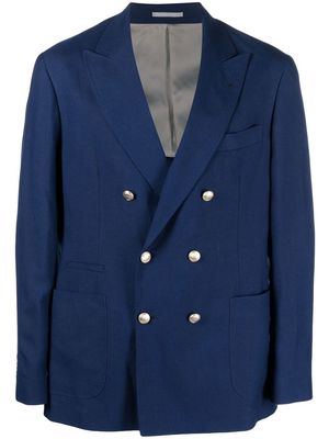 Brunello Cucinelli double-breasted peak-lapel blazer - Blue
