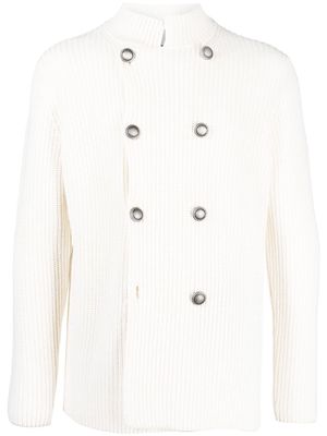 Brunello Cucinelli double-breasted ribbed-knit cardigan - White
