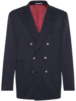 Brunello Cucinelli double-breasted silk blazer - Blue