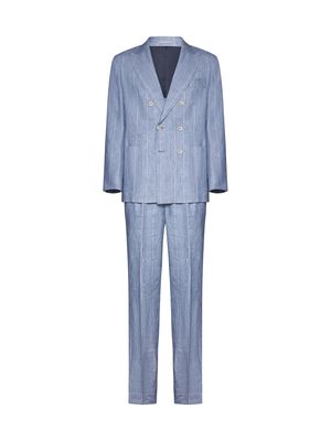 Brunello Cucinelli Double-breasted Striped Tailored Suit