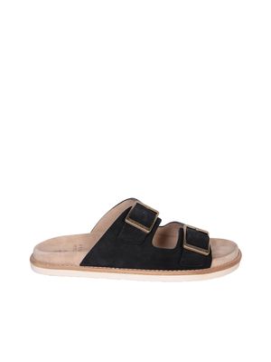 Brunello Cucinelli Double-buckle Black Sandal