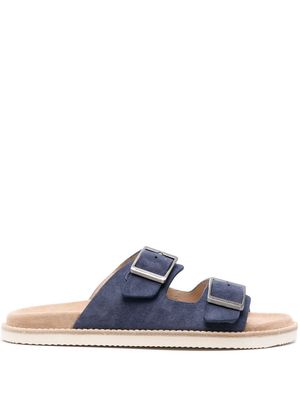 Brunello Cucinelli double buckle leather sandals - Blue