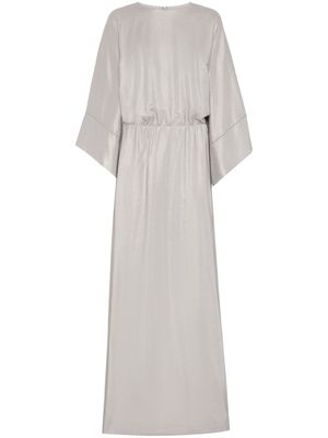 Brunello Cucinelli draped-sleeve silk gown - Neutrals