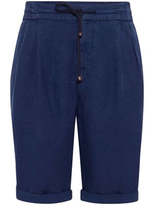 Brunello Cucinelli drawstring linen bermuda shorts - Blue