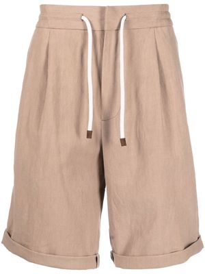 Brunello Cucinelli drawstring linen bermuda shorts - Brown