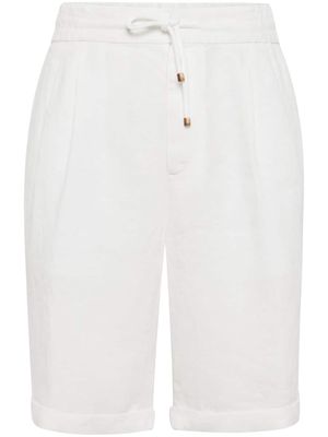 Brunello Cucinelli drawstring linen bermuda shorts - White