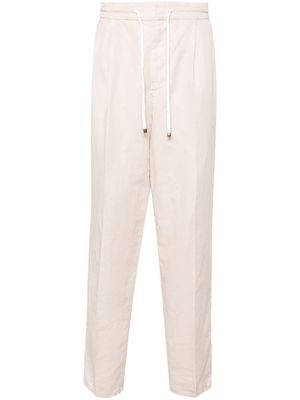 Brunello Cucinelli drawstring linen-blend chinos - Neutrals