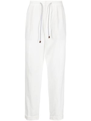 Brunello Cucinelli drawstring linen trousers - White