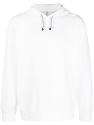 Brunello Cucinelli drawstring long-sleeve hoodie - White