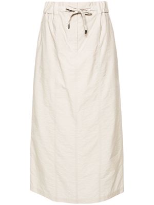 Brunello Cucinelli drawstring seamed midi skirt - Neutrals