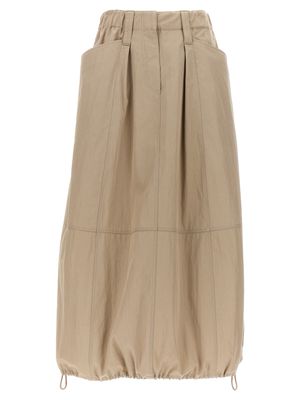 Brunello Cucinelli Drawstring Skirt At The Hem