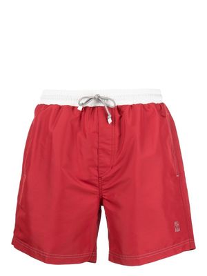 Brunello Cucinelli drawstring swim shorts - Red