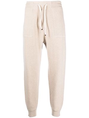 Brunello Cucinelli drawstring-waist cashmere track pants - Neutrals
