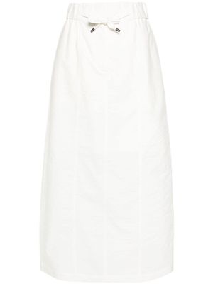 Brunello Cucinelli drawstring-waist crinkled midi skirt - White