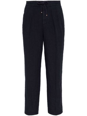 Brunello Cucinelli drawstring-waist linen trousers - Black