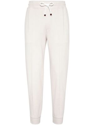 Brunello Cucinelli drawstring-waist tapered track trousers - White