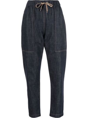Brunello Cucinelli drawstring-waistband denim trousers - Blue