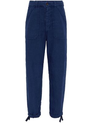 Brunello Cucinelli dyed linen straight-leg trousers - Blue