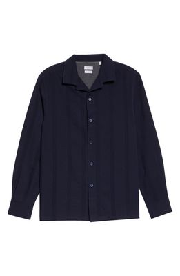 Brunello Cucinelli Easy Fit Solid Long Sleeve Camp Shirt in C087 Navy