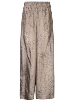 Brunello Cucinelli Elastic Waist Wide Leg Printed Trousers