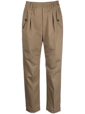 Brunello Cucinelli elasticated-waist cropped trousers - Brown