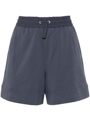 Brunello Cucinelli elasticated-waist high-rise shorts - Blue