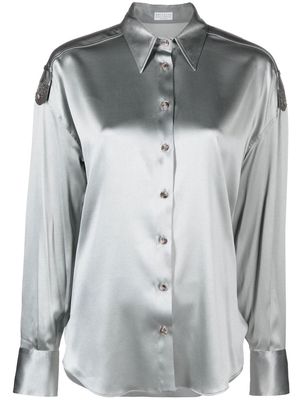 Brunello Cucinelli embellished epaulettes button-up shirt - Grey