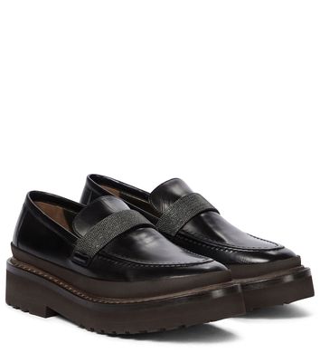 Brunello Cucinelli Embellished leather loafers